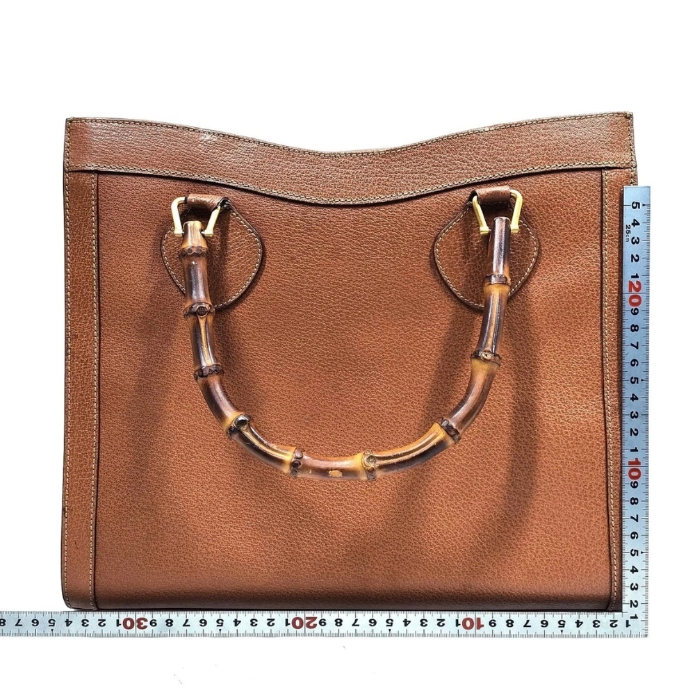 Gucci Princess Lady Diana Bamboo Leather Tan Brown Bag With Certificate - Picture 13 of 16